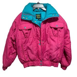 Weather Breaker Pink Teal Puffer Jacket Ski Snowboard Winter‎ Coat Size S 8 10